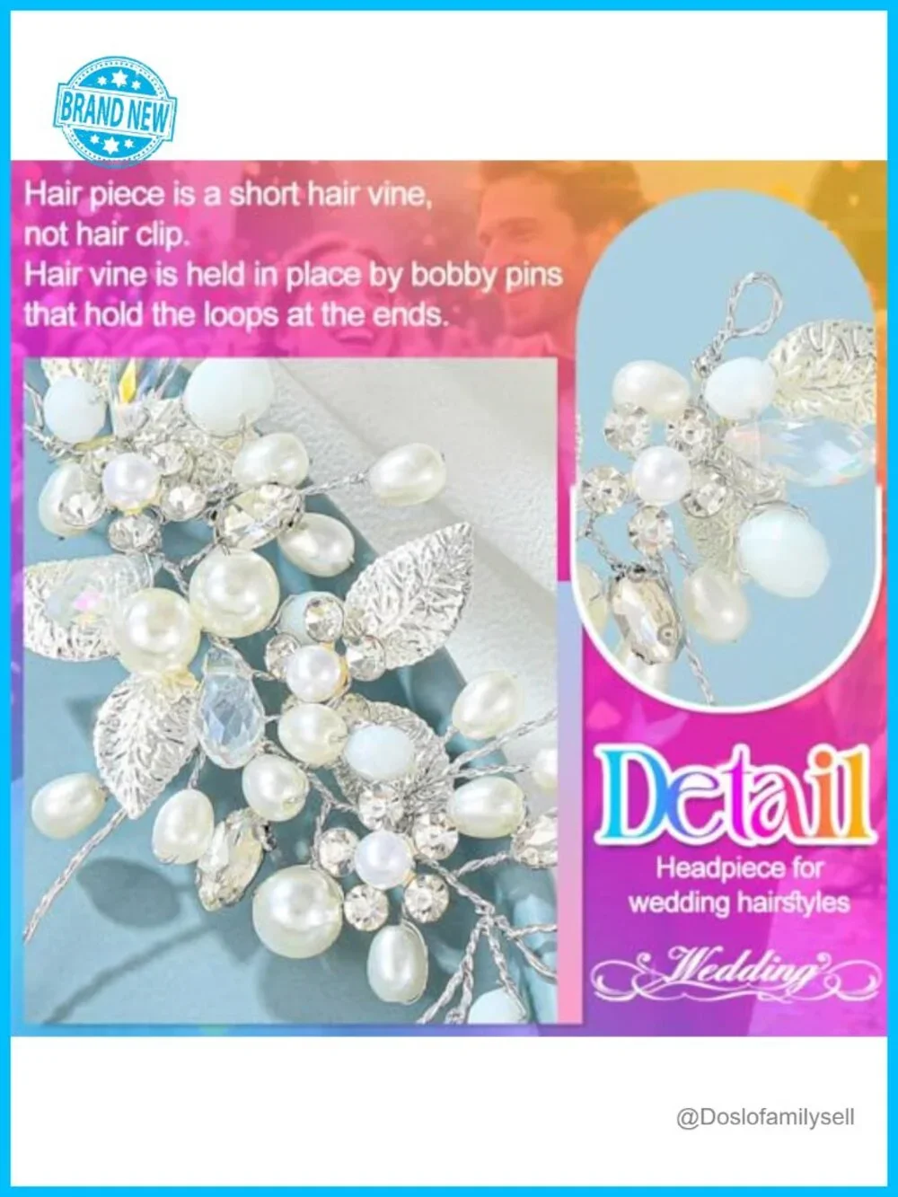 Wedding Hair Vine Pearl Bridal Headpiece Leaf Hair Accessory